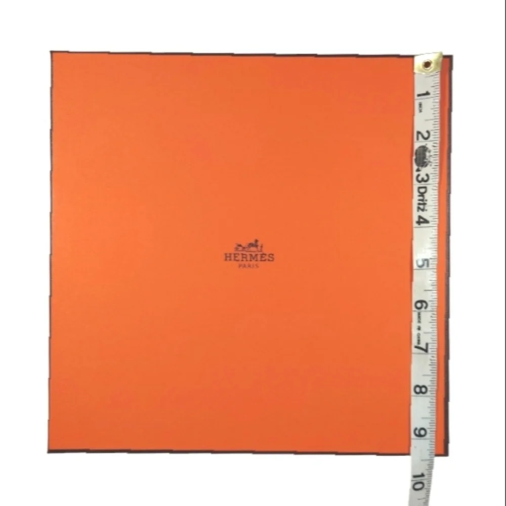 HERMES New Authentic Orange Square Scarf Gift Box with Brown Ribbon - Picture 4 of 6